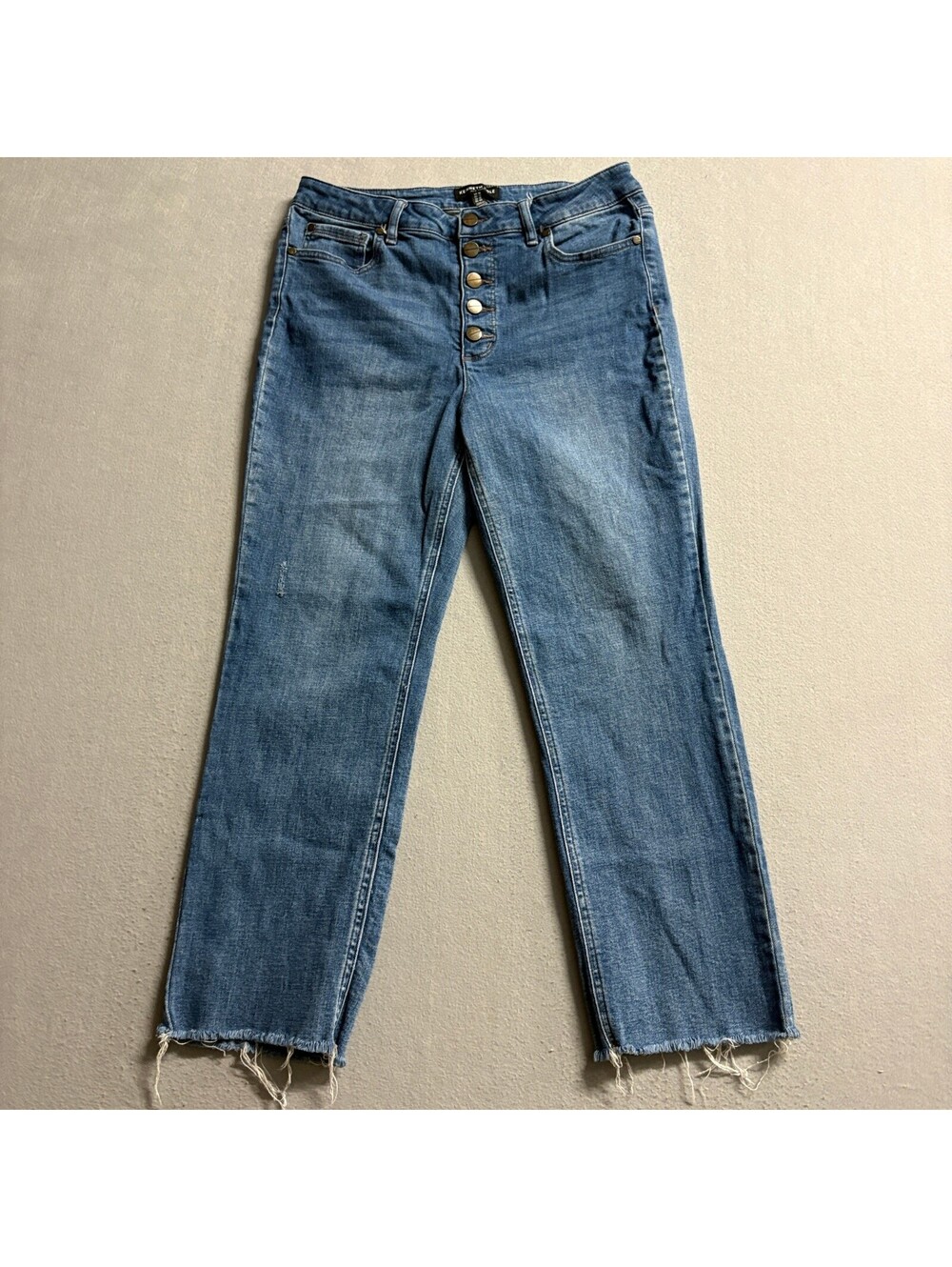Kenneth Cole New York Jeans Womens 10 Blue Denim High Rise Exposed Button Fly